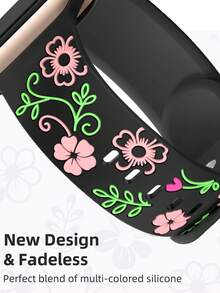 Floral Band Compatible With Watch Bands For Women 40mm 41mm 38mm 42mm 44mm 45mm 46mm 49mm, Engraved Cute Flower Silicone Dressy Strap For Watch Series 11 10 9 8 7 6 5 4 3 2 SE Ultra 3/2/1