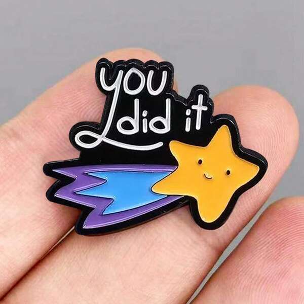 1 Stück süße Cartoon Meteor Emaille Brosche, Gedenk-Abzeichen Stern Zinklegierung Cartoon Brosche, Geschenk für Freunde, ganzjährig, auch Weihnachten