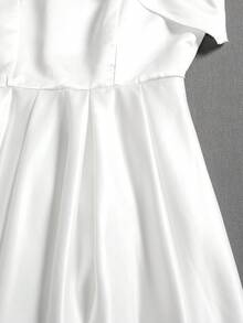 Đầm cưới satin thanh lịch dành cho nữ, thích hợp cho các buổi tối trang trọng, tiệc độc thân, hẹn hò, kỳ nghỉ, lễ hội, lễ tốt nghiệp, đám cưới, tiệc cô dâu, váy trắng nhỏ và các dịp khác. - trắng - Xem 4