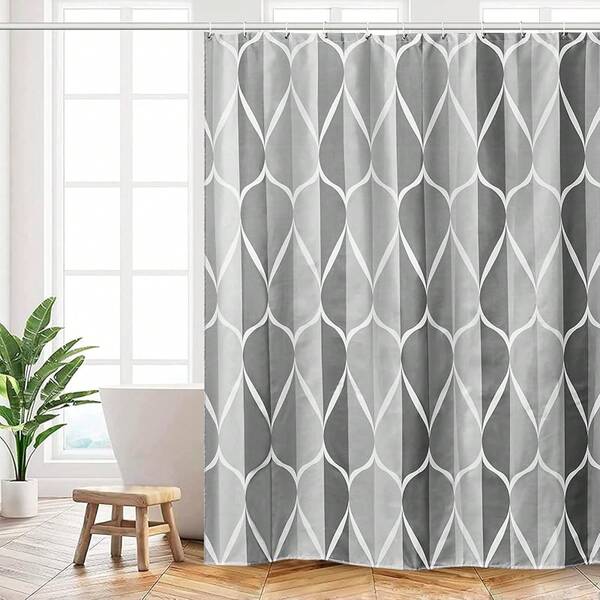 Shower Curtain, Polyester, 180 X 200 Cm, Washable, Shower Curtains With Eyelets And 12 Shower Rings, Weighted Hem, Quick Drying Bath Curtain For Bathroom, Blue Bubble Pattern