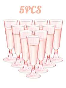 1/5/10pcs Reusable Champagne Flutes, Gold Glitter Plastic Champagne Glasses, Cocktail Cups, Wedding Toasting Flutes, Party Bar Cocktail Glasses, Bulk Gold Plastic Cups, Elegant Party Beverage Cups, For Party, Wedding And Large Events Back To School Season - Multicolor - View 11