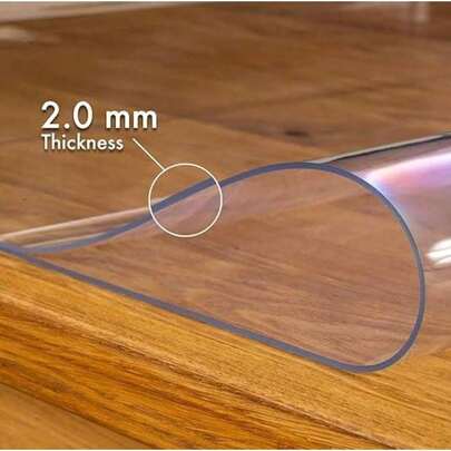 1pc 2.0mm Thick Transparent Protective Desk Mat, Durable Heat-Resistant Table Pad For Living Room, Dining Room, Kitchen, Bedroom, Premium Luxury Design