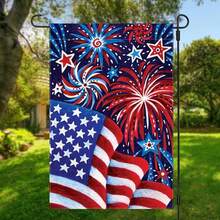 1PC Patriotic Garden Flag 12x18in - Double-Sided Durable Polyester With American Flag & Fireworks Design, Vibrant Outdoor Yard Decor For 4th Of July Independence Day & Memorial Day, Weather-Resistant Garden Flags For Outside, Suitable For Porch, Lawn, Patio & Home Courtyard, Seasonal Holiday Patriotic Decor, No Flagpole Included, Ideal American Patriotic Outdoor Decoration For Home Garden - 彩色 - 查看 2