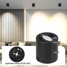 可调角度 LED 聚光灯、嵌入式吸顶灯、家居装饰吸顶灯、简约铝金属 LED 聚光灯、黑色/白色、110V/220V,适用于家庭、客厅、走廊、卧室、厨房、阁楼、入口、咖啡厅、书房、餐厅、陈列室、衣橱、商店 - 明裝射燈GU10燈頭 - 查看 10