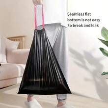 5-Rolls 100pcs Heavy Duty Black Drawstring Trash Bags, Leak-Proof Disposable Plastic Garbage Bags For Bathroom, Outdoor, Kitchen, Restaurant, Hotel - Easy Closure Design - Cleaner & More Efficient, Random Color Drawstring - Suitable For Christmas, Halloween, Restaurant Waste Management, Bathroom Trash, Convenient Disposal, Durable Material