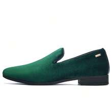 Mens Velvet Loafers  Dress Shoes Fashion Style Driving Shoes Classic Tuxedo Shoes Casual Oxford Shoes - 綠色 - 查看 4