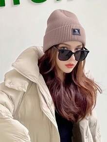 CAMEL CROWN Camel Chinese Red New Year's Accessories Red Knit Hat Women's Woolen Hat Big Headwrap Protective Hat - Khaki - View 3