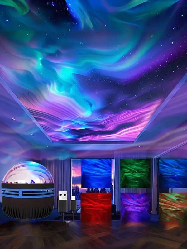 Northern Lights Projector: Decoration For Bed/House/Bedroom Lighting Solution - Desktop Decor Projection; Nightlight; S Aid Light, Multi-Functional LED Projector, Smart Projection Lamp For Bedroom/Study/Living Room, Halloween Decoration Light, Christmas Decoration Light, Birthday Gift, Holiday Gift