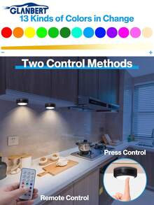 GLANBERT Luces LED decorativas inalámbricas para automóvil con control remoto, luces LED ambiente táctiles de alta luminosidad y multimodales, luces LED RGB de 13 colores cambiantes para el interior del automóvil, decoración para el espacio debajo del asiento