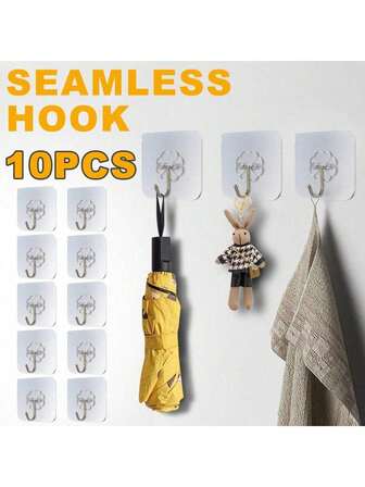 1/3/5/10PCS Transparent Seamless Adhesive Hooks, Strong Wall Mounted Hooks, Photo Frame Traceless And Nail Free Screw Hanging, Ceramic Tile Wall Hanging, Multifunctional Style, Multi Surface Compatibility
