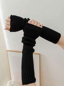 4 Pairs/Set Women's Solid Rib Knit Warm And Versatile Leg Warmers For Autumn & Winter, Color Random, Y2k, Cozy - Multicolor - View 10