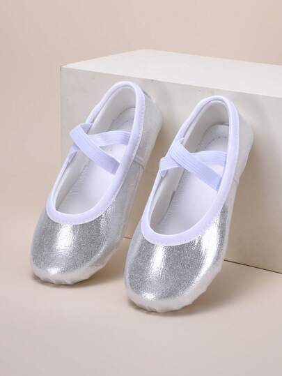 1 双儿童软底芭蕾舞鞋，粉色水晶幼儿芭蕾舞鞋，适合古典舞、芭蕾、体操，适合日常训练、舞蹈比赛