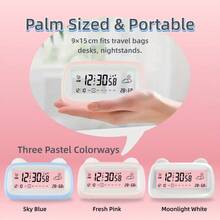 可爱3D猫耳数字闹钟 - 透明液晶显示屏，实时显示天气/温度/湿度，一键定时器，设置简单，轻柔唤醒和贪睡功能，内置夜灯，是卧室、办公室和旅行的理想之选，也是节日礼物的完美选择。 - 彩色 - 查看 11