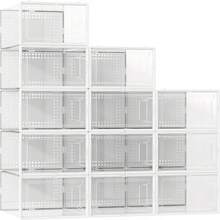 12 Pack Large Shoe Storage Organizer For Closet, Modular Space Saving Shoe Boxes Clear Plastic Stackable Containers Display Case Bins With Lids, Shoe Rack For Sneaker Storage, White - Trắng lớn - Xem 10