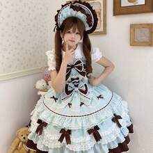 Lolita Outfit - Falda con tirantes JSK rosa + gorro BNT rosa - Ver 4