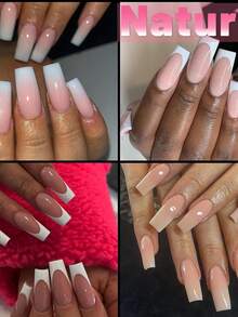 500PCS Half Cover False Nails Tips Acrylic Nail Tips 10 Sizes Lady French Style Acrylic Artificial Tip Manicure With Box For Nail Tips Art Salons And Home DIY