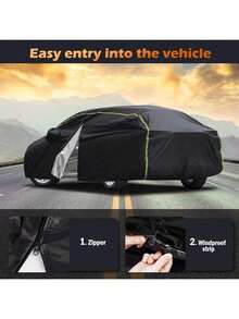 VEKENSEE Cubierta de Coche Impermeable, 530x200x150CM Funda para Coche Exterior Coberturas Completas con Tira Reflectante Cubre Coche Protector de Sol - 1 - Ver 9