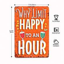 Tin Metal Sign Retro Bar Decor - Why Limit Happy Hour Martini Cocktail Design - Vintage Style Wall Art For Home Bar Man Cave Kitchen Pub - Funny Decorative Bar Tin Sign Wall Decor - Metal Signs For Bars - Multicolor - View 5