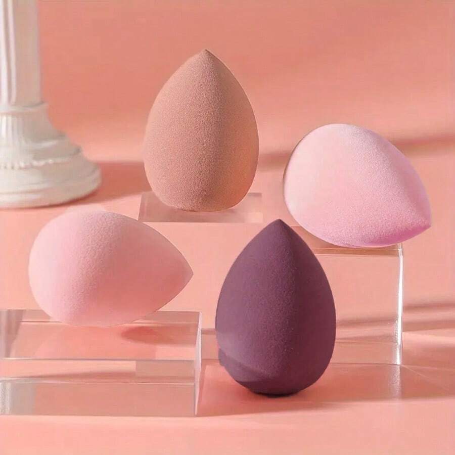 粉色4件套美妆蛋套装，专业美妆蛋，粉底晕染海绵，化妆工具，带礼盒，价格实惠，情人节礼物，旅行必备，房间装饰，情人节礼物，便宜好物，房间用品，1美元商品，度假必备，女士礼物，卧室用品，情人节，99美分 - 紫色 - 查看 1