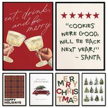 Canvas Vintage Christmas Tree Wall Arts Posters Unframed, Perfect For Living Room & Bathroom Decor Ideal Winter Holiday Christmas Party Gift - Multicolor - View 1