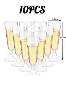1/5/10pcs Reusable Champagne Flutes, Gold Glitter Plastic Champagne Glasses, Cocktail Cups, Wedding Toasting Flutes, Party Bar Cocktail Glasses, Bulk Gold Plastic Cups, Elegant Party Beverage Cups, For Party, Wedding And Large Events Back To School Season - Multicolor - View 18