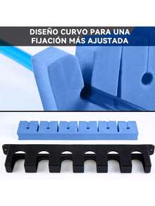 Porta Cañas de Pescar, Soporte para Caña de Pescar de Pared, Estante de Almacenamiento para Caña de Pescar, Estante para Caña de Pescar Montado en La pared, con Capacidad de 6 Cañas, Horizontal,Azul - Rojo - Ver 3