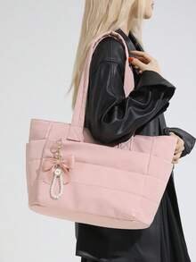 Women's Tote Bag, Lightweight Fluffy Handbag, Suitable For Travel, Work, Beach, Gym, Shopping - Pink - View 3
