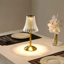 Advanced Golden Touch Sensor Wireless Desk Lamp, Three-Color Adjustable Crystal Lamp, USB Rechargeable Small Portable Bedside Lamp, LED Night Light, Retro Golden Table Lamp, Suitable For Bedrooms, Living Rooms And Dining Rooms. - 均碼 - 查看 7