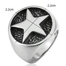 1枚时尚不锈钢五角星戒指，适合赠送给朋友、同事、父母、男女朋友、情侣