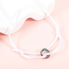 1pc Fashionable Colorful Stainless Steel Handmade Braided Triple-Loop Colorful Lucky Bracelet, Gift For Couples