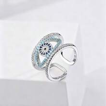 1pc Oversized Demon Eye Zirconia Ring For Women, Jewelry For Date, Party, Holiday, Gift