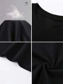 Camiseta de manga corta con cuello redondo para mujer con estampados navideños, incluyendo renos, regalos y lazos rojos, así como muñecos de nieve, copas de vino, gorros de Navidad y hombres de jengibre. Estilo urbano, camiseta estampada de manga corta, prenda casual y linda, moda femenina, ideal para Navidad y Año Nuevo, lavable a máquina, estilo deportivo con cuello redondo, diseño casual, perfecta para combinar en pareja, apta para todas las estaciones, transpirable y absorbente de sudor, adecuada para correr y hacer senderismo.[eos] - Negro - Ver 2