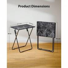 FoldWise Elegant Marble Stone Effect Folding Side Table – Fully Assembled Small Foldable Coffee Table & TV Dinner Tray – Compact Table For Eating, Snack, Bedside & Sofa Use - Black - View 3