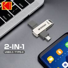 Ổ đĩa flash USB 3.2 Type-C Kodak 256GB 128GB 32GB, thẻ nhớ tốc độ cao đa năng, tương thích với điện thoại thông minh và máy tính xách tay. - Xám - Xem 5
