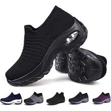 Zapatillas Ortopédicas para Mujer, Tenis Mujer para Caminar, Malla elástica con cojín de Aire con Plataforma de Aire, Zapatos ortopedicos Mujer Cómodos, Transpirables, Ligeros y Antideslizantes - Todo negro - Ver 11