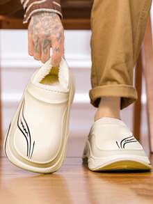 Botas de tobillo con puntera redonda nuevas de invierno para hombres, con forro de algodón acolchado y cálido. Pantuflas de algodón cálidas para interiores. Botas de nieve. Zapatos de invierno cálidos y cómodos para usar en interiores.