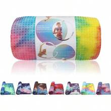DZHJKIO Toallas de Yoga, Toalla de Yoga Caliente Antideslizante, Textura gofral, Absorbente de Microfibra sin Olor, tamao estndar 61x 182, para Yoga Caliente, Bikram, Pilates - Rosa, azul y amarillo - Ver 4