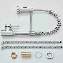 Monobloc Silver Kitchen Sink Mixer Taps With Pull Out Hose Spray Single LeverTap - Silver - View 5