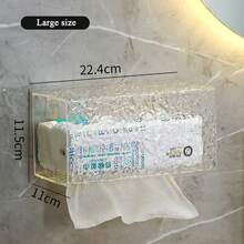 Soporte de caja de pañuelos faciales para pared, dispensador de caja de pañuelos, soporte de pared de cocina compatible con toallas faciales desechables y otros papeles de servilleta, ondulación de - Rectángulo - Ver 6