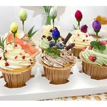 Stuzzicadenti decorativi con fiori di rosa, frutta e fiori artificiali, bastoncini per dessert per feste di compleanno, matrimoni, pomeriggio in casa, accessori da tavola artistici