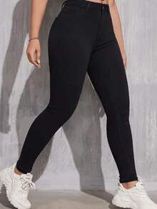 Women's High Waist Jeans With Lycra Anatomical Model Butt With Lycra - màu đen - Xem 3