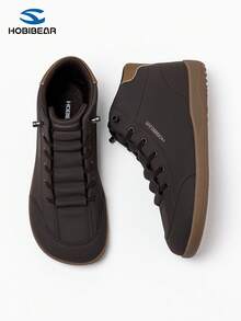 HOBIBEAR 1 Pair Slip-On Sports Shoes, Leather Upper, Lace-Free, Widened Toe Box, Comfortable For Boy & Girl, Soft Rubber Sole, Training Shoes, Suitable For Teenagers, Outdoor Wear In Autumn/Winter - Brown - View 2