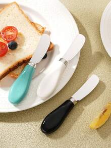 1pc Stainless Steel Ceramic Handle Butter Knife, Butter, Jam, Cream, Cheese Spreader