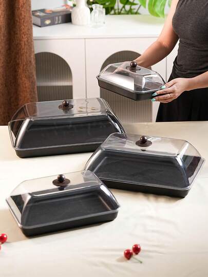 صواني عرض بلاستيكية مستطيلة متعددة الأحجام مع أغطية واقية من الغبار، غير قابلة للكسر، قابلة لإعادة الاستخدام لتقديم الفواكه والحلويات والوجبات الخفيفة والكيك، مناسبة للمناسبات والأعراس والحفلات والولائم