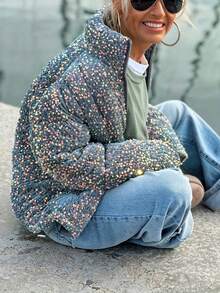 Women's Casual Sequin Padded Coat, Everyday Wear, Autumn/Winter - Multicolor - View 5