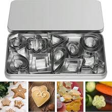 24/30pcs Cookie Cutter Set In Tin Box, Mini Stainless Steel Cookie/Pastry Cutters In Heart, Star, Round, Flower, Teardrop Shapes For Baking Cookies, Soft Candies, Fondant Cake Decorations
