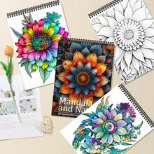 Set Deluxe de 4 cărți de colorat pentru adulți - Modele Mandala simple și ușoare pentru relaxare și ameliorarea stresului - Modele groase și complicate pentru Halloween, Crăciun și orice ocazie - Ideal pentru bărbați, femei și adolescenți - Experiență de colorat fără stres