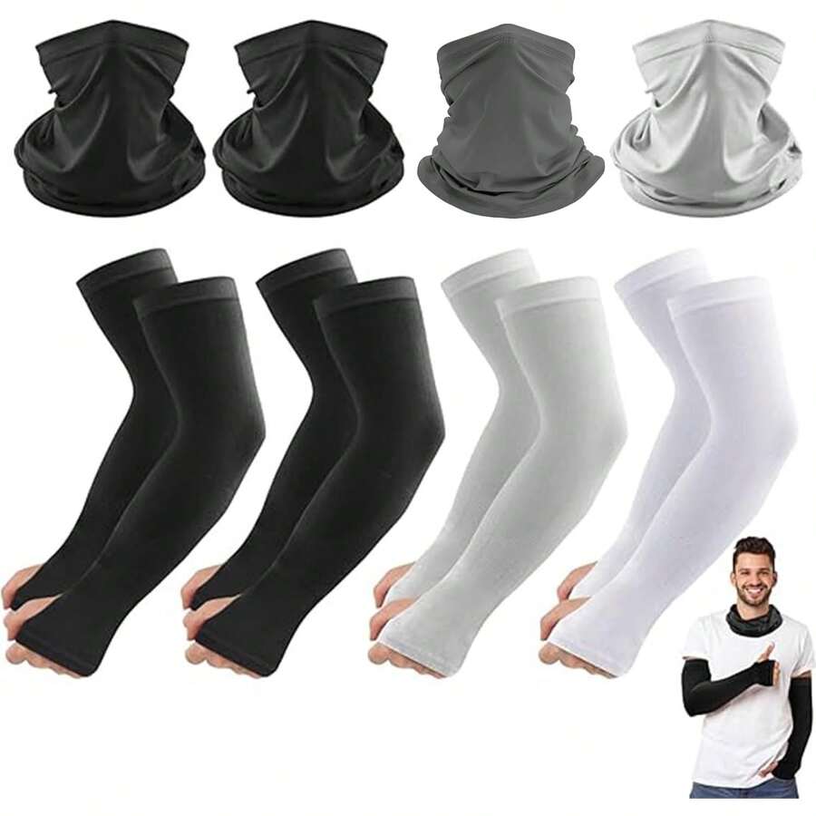 Conjunto De 4 Pares De Mangas Para Brazos Y Bandanas Deportivas Para Hombre Y Mujer - ProteccióN UV, Ideal Para Actividades Al Aire Libre Como Ciclismo, Senderismo Y Escalada - Color - Ver 1