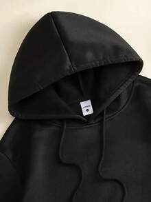 Sudadera con Capucha para Hombre Talla - Pullover Pesado para las Cuatro Estaciones, Suéter con Capucha Lavable aáquina, Adecuado para Gimnasio, Casual, Ocasiones Formales - Estilo Retro Simple, Ajuste Clásico - Ocasiones Diarias y Especiales - Construcción Duradera - Estilo Unisex - Negro - Ver 5