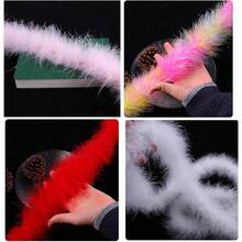 2 Yards Marabou Feather Boa For DIY Craft Sewing Clothing Trim Wedding Party Home Halloween Christmas Costume Decoration Red - 紅色 - 查看 5